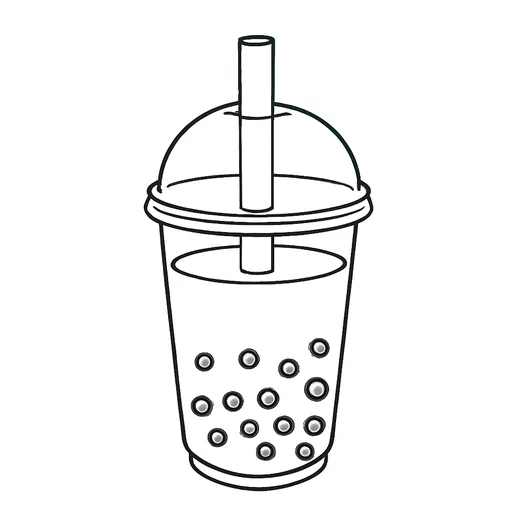 A tall plastic bubble-tea cup with a dome lid and a wide straw