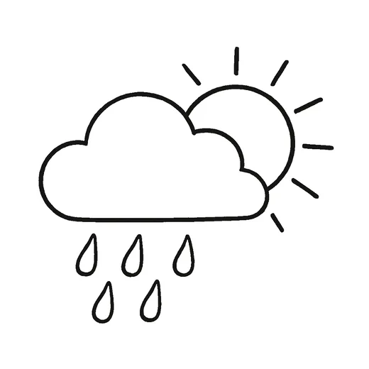A grey cloud with a little rain and the sun peeking out beside it