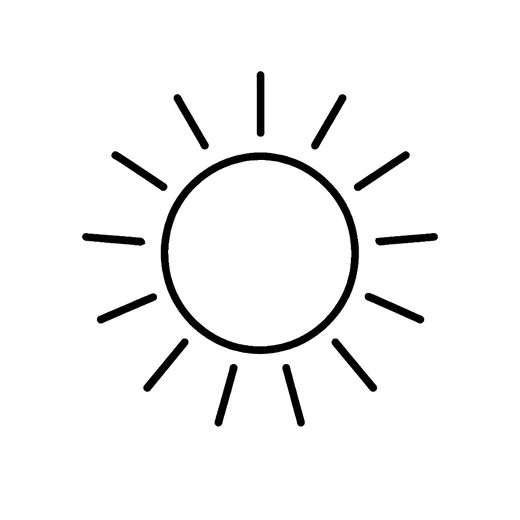 A bright yellow sun high in a clear blue sky, with no cloud