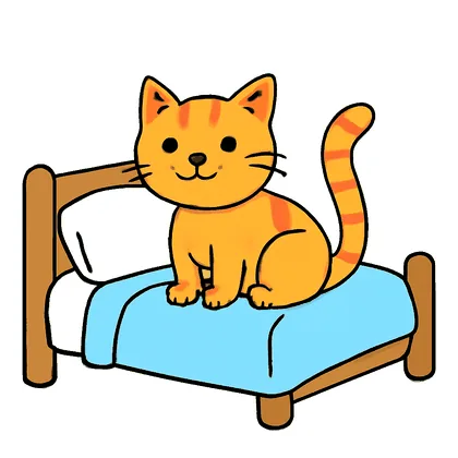 A cat on a bed
