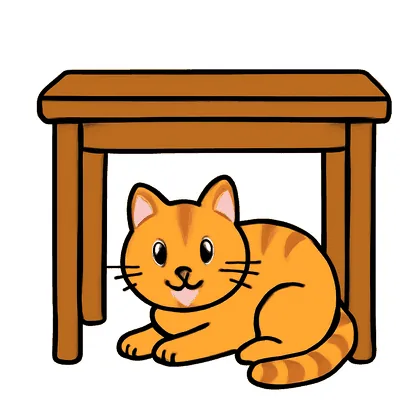 A cat under a table