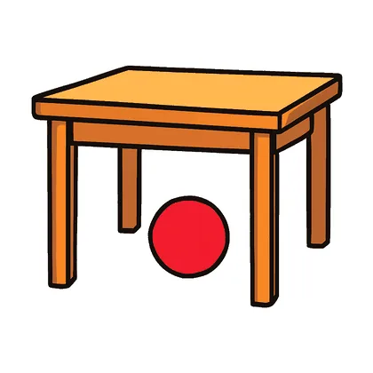 A ball under a table